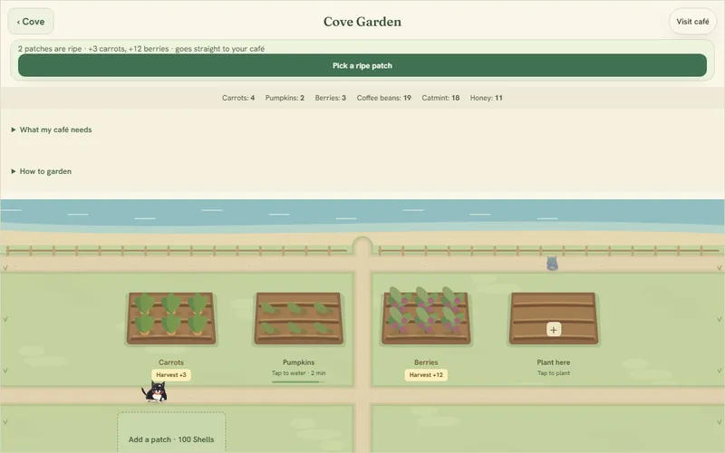 Cove Garden — Plant, water and harvest ingredients for your café.