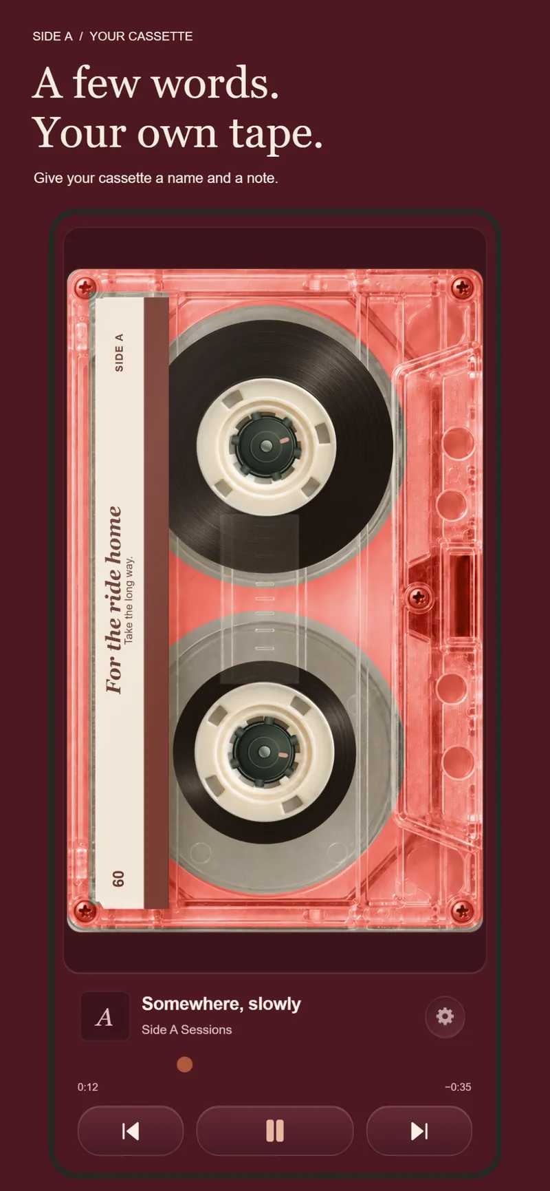 A personalized cassette label in Side A
